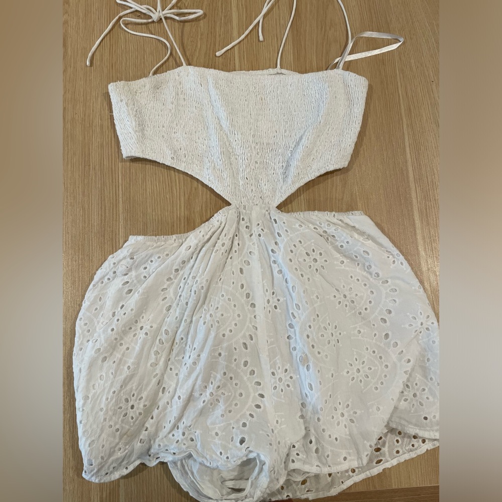 Superdown white eyelet romper with cut outs